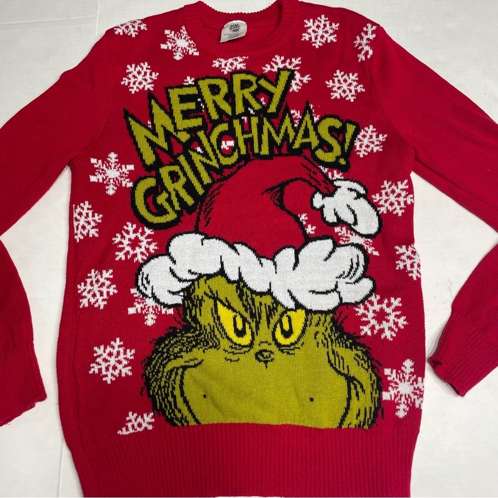 Red Grinch Christmas Sweater. Size Medium. Dr.Suess. Whimsical. Preowned.